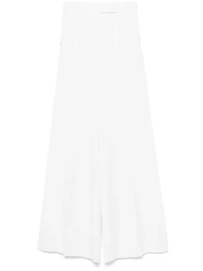 Max Mara High Waist Wide Leg Trousers In White