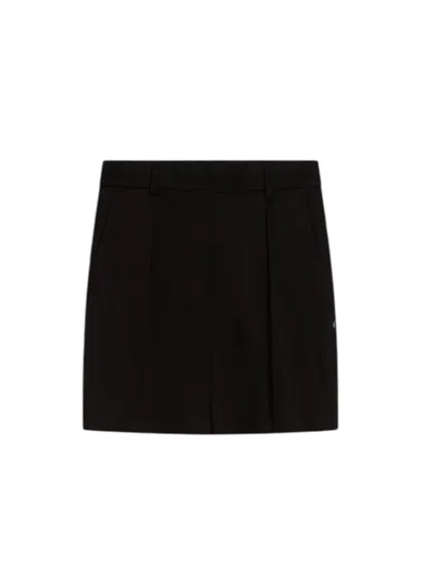 Sportmax Tailored Wide Leg Cotton Shorts In Black