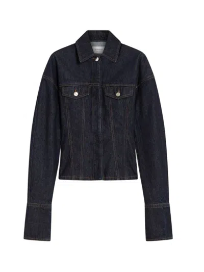 Sportmax Denim Fitted-waist Jacket In Blue