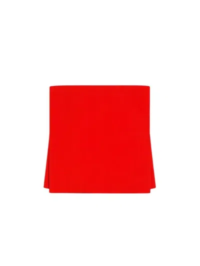 Sportmax Strapless Flared Crop Top With Leather Straps In Red