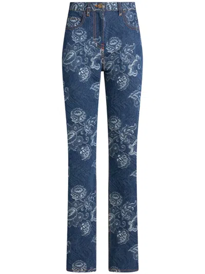 Etro Jeans Im Regular Fit Mit Jacquardmuster In Blue