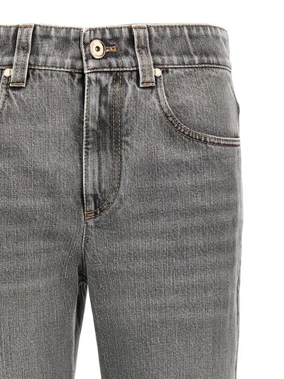 Shop Brunello Cucinelli 'monile' Jeans In Gray