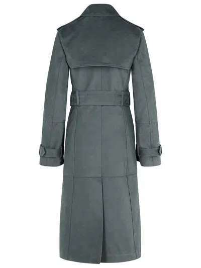 Burberry Grey Cotton Blend Trench Coat Women In Grey