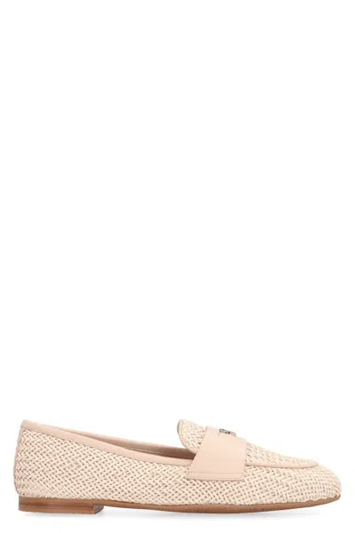 Casadei Round Head Loafer Shoes In Pale Pink