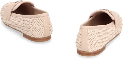 Casadei Round Head Loafer Shoes In Pale Pink