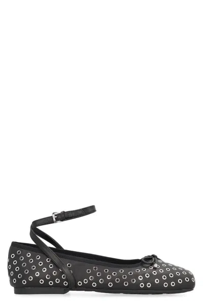 Michael Kors Collette Flex Leather Ballet Flats In Black