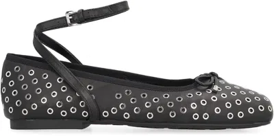 Michael Kors Collette Flex Leather Ballet Flats In Black