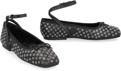 Michael Kors Collette Flex Leather Ballet Flats In Black