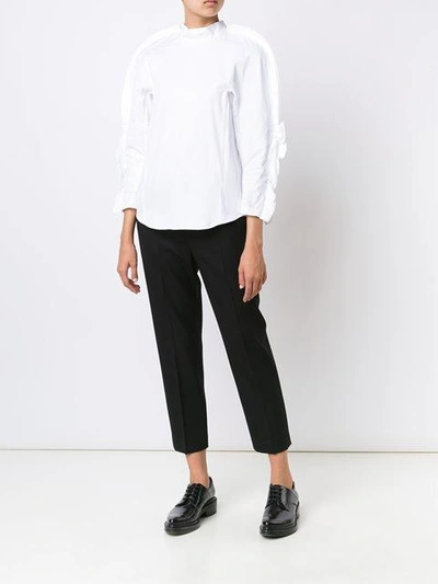 Toga High-neck Micro-pleated Top In White