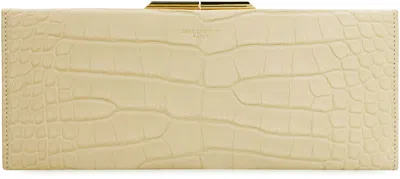 Saint Laurent Midnight Leather Clutch In Beige