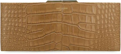 Saint Laurent Midnight Leather Clutch In Brown