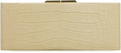 Saint Laurent Midnight Leather Clutch In Beige