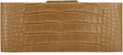 Saint Laurent Midnight Leather Clutch In Brown