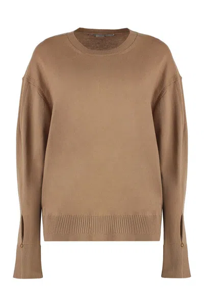 Stella Mccartney Crew-neck Wool Sweater In Brown