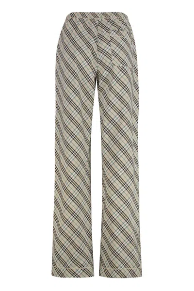 Burberry Cotton Pants Checked Pattern Trousers In Grey