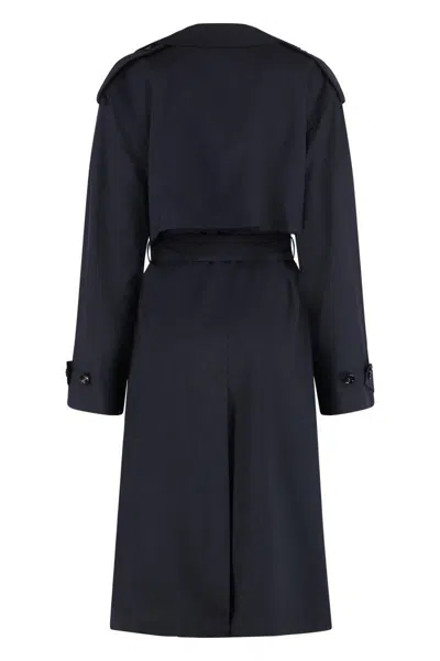 Bottega Veneta Women Belted Blue Trench Coat In Blue