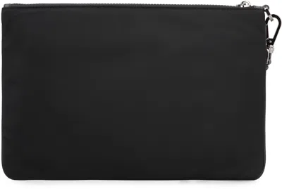 Dolce & Gabbana Black Pouch With Contrasting Rubberized Logo In Nylon In Black