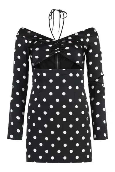 Dolce & Gabbana Polka-dot Print Silk Mini Dress In Black