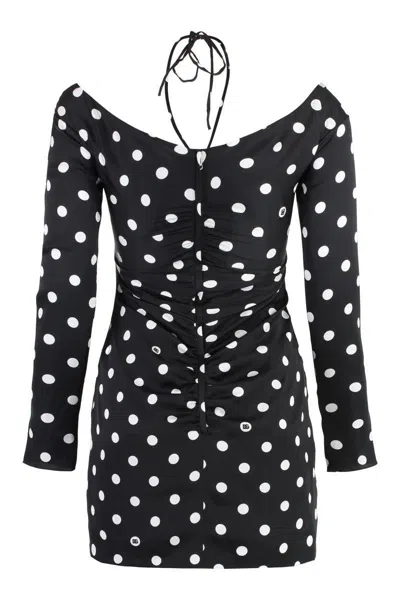 Dolce & Gabbana Polka-dot Print Silk Mini Dress In Black
