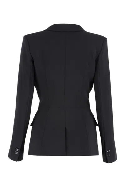 Elisabetta Franchi Double-breasted Jacket With Satin Details In Black
