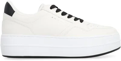 Hogan Leather Panelled Flatform Sneakers In White