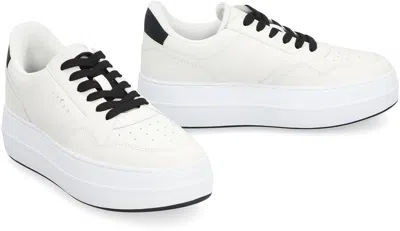 Hogan Leather Panelled Flatform Sneakers In White