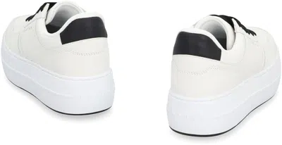 Hogan Leather Panelled Flatform Sneakers In White