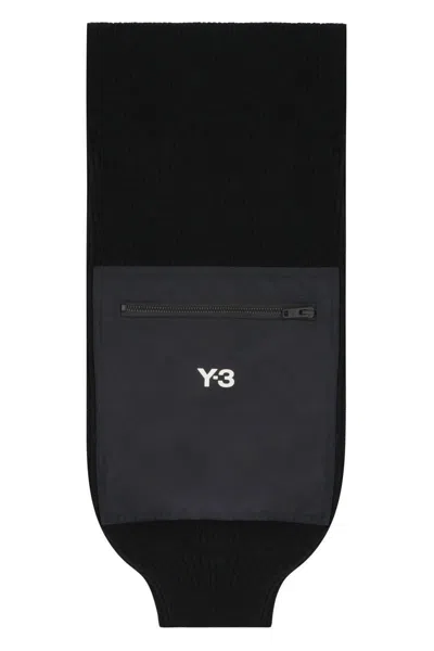 Y-3 Adidas Knitted Wool Scarf In Black
