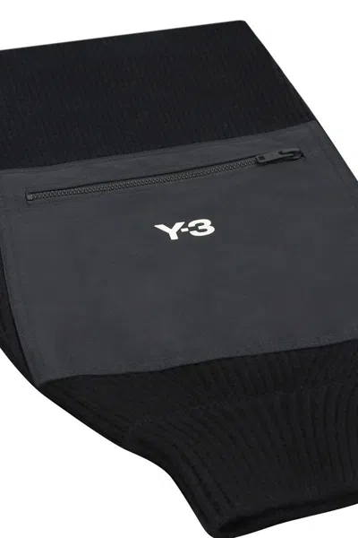 Y-3 Adidas Knitted Wool Scarf In Black