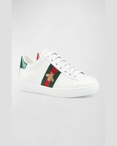 Gucci Ace Embroidered Leather Sneaker In White