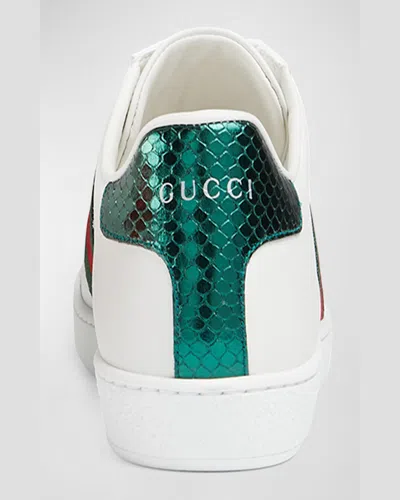 Gucci Ace Embroidered Leather Sneaker In White