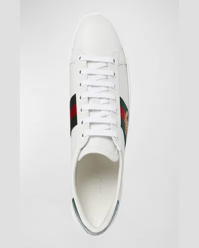 Gucci Ace Embroidered Leather Sneaker In White