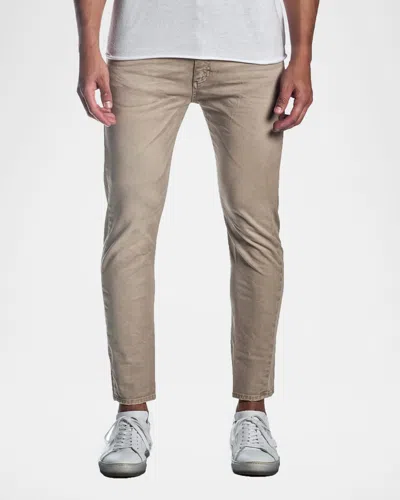 Jared Lang Men's Skinny Solid Khaki Jeans In Light Khaki