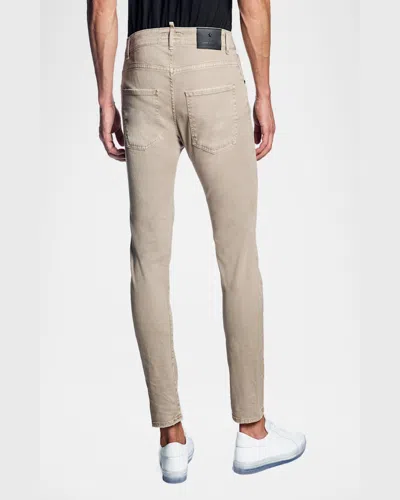 Jared Lang Men's Skinny Solid Khaki Jeans In Light Khaki