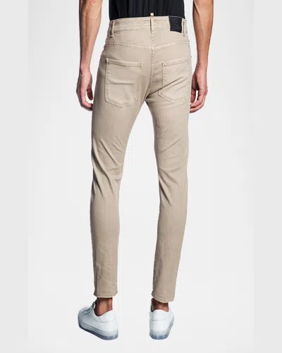 Jared Lang Men's Skinny Solid Khaki Jeans In Light Khaki