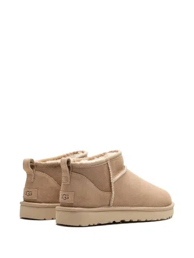 Ugg Classic Ultra Mini Low Heels Ankle Boots In Beige Suede In Beige