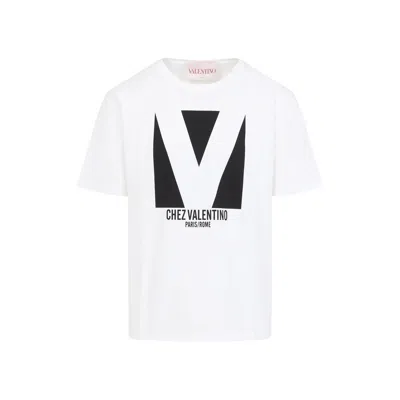 Valentino Mens Avorio Logo-print Crew-neck Cotton-jersey T-shirt In White