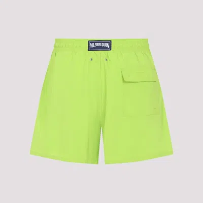 Vilebrequin Recycled Tech Fabric Swim Shorts With Shark Print In Green
