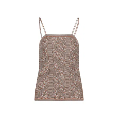 Valentino Womens  Garavani Sleeveless Metallic-knit Top In Multicolour