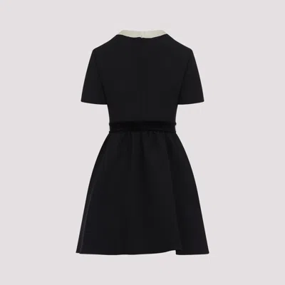Valentino Double-bow Mini Dress In Wool In Black