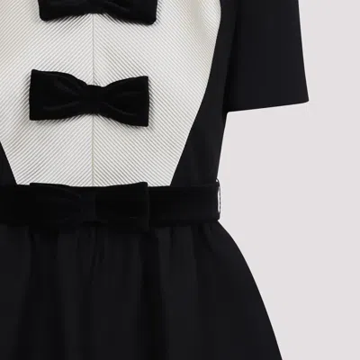 Valentino Double-bow Mini Dress In Wool In Black