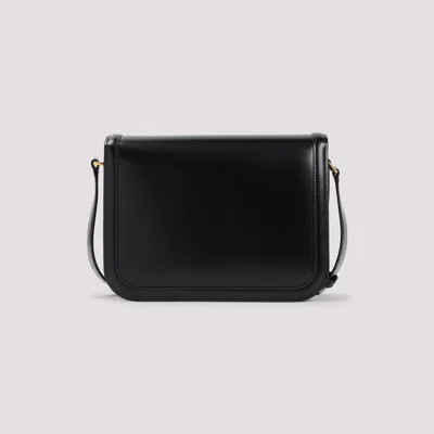 Valentino Garavani Black Shoulder Bag With Vlogo Detail On The Front In Leather Man In Black