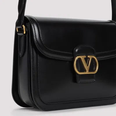 Valentino Garavani Black Shoulder Bag With Vlogo Detail On The Front In Leather Man In Black