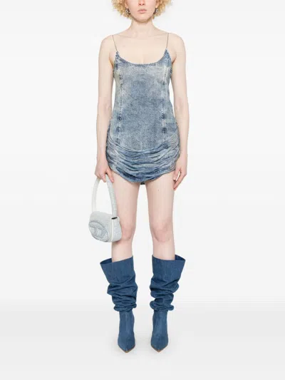 Diesel Women's Denim Print Mini Dress In Clear Blue