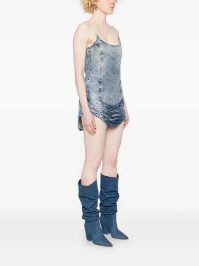 Diesel Women's Denim Print Mini Dress In Clear Blue