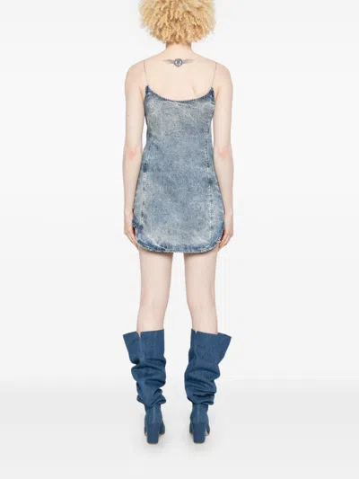 Diesel Women's Denim Print Mini Dress In Clear Blue