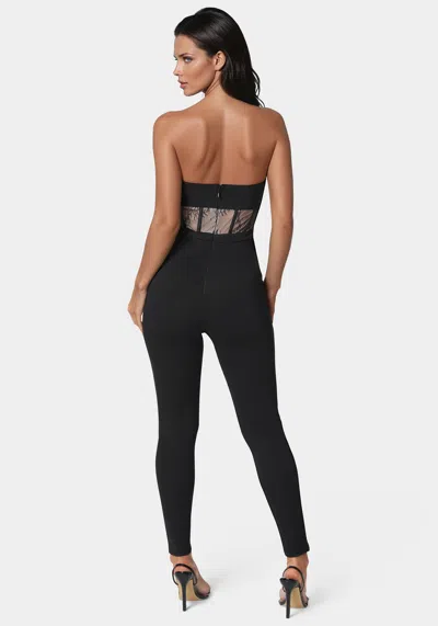 Bebe Lace Corset Catsuit In Black