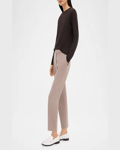 Theory Tailored Straight Trousers With Pockets And Belt Loops In Black