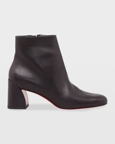 Christian Louboutin Turela Leather Side-zip Red Sole Booties In Black