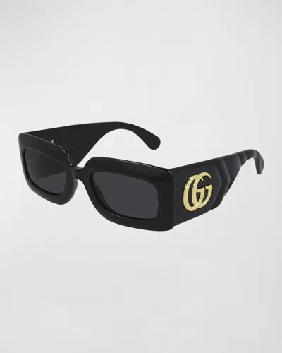 Gucci Oversized Rectangular Acetate Sunglasses In Black